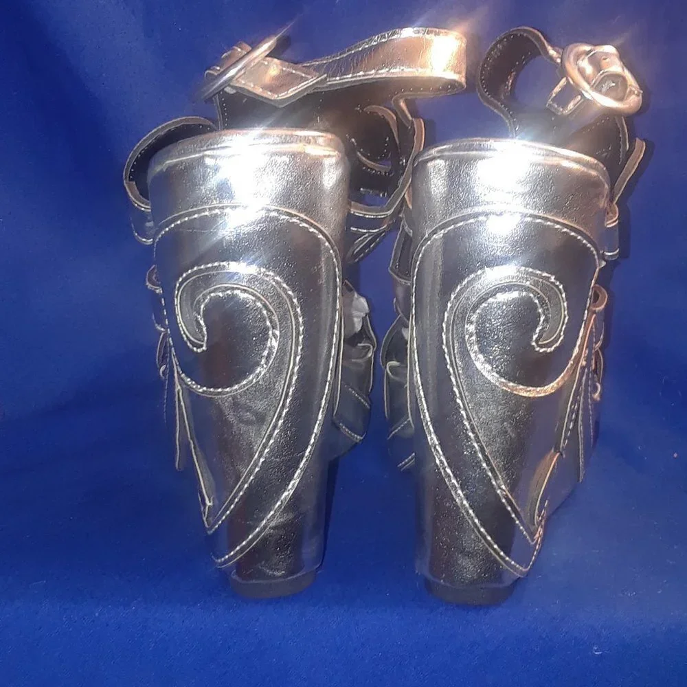 Silver Rose Bud open toe sandals